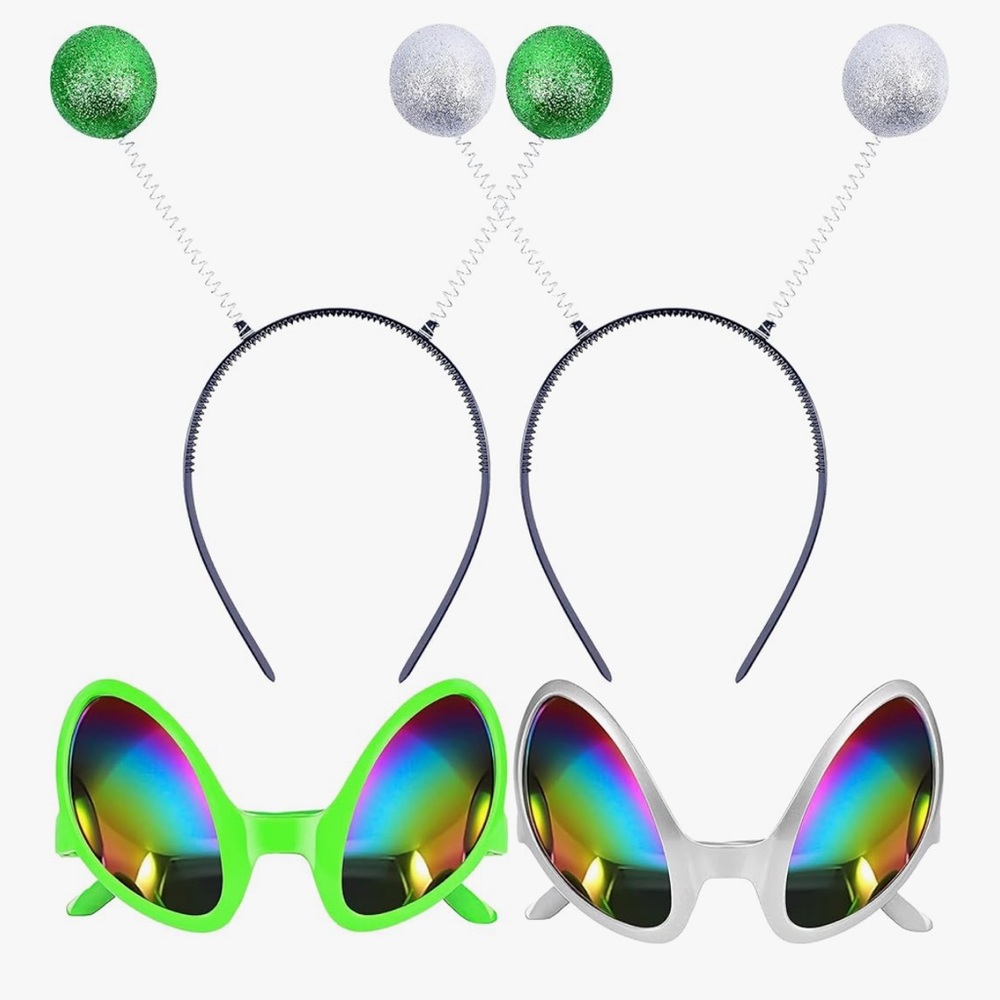 Alien Headband and Sunglasses Set of two- Green and Silver nwt
